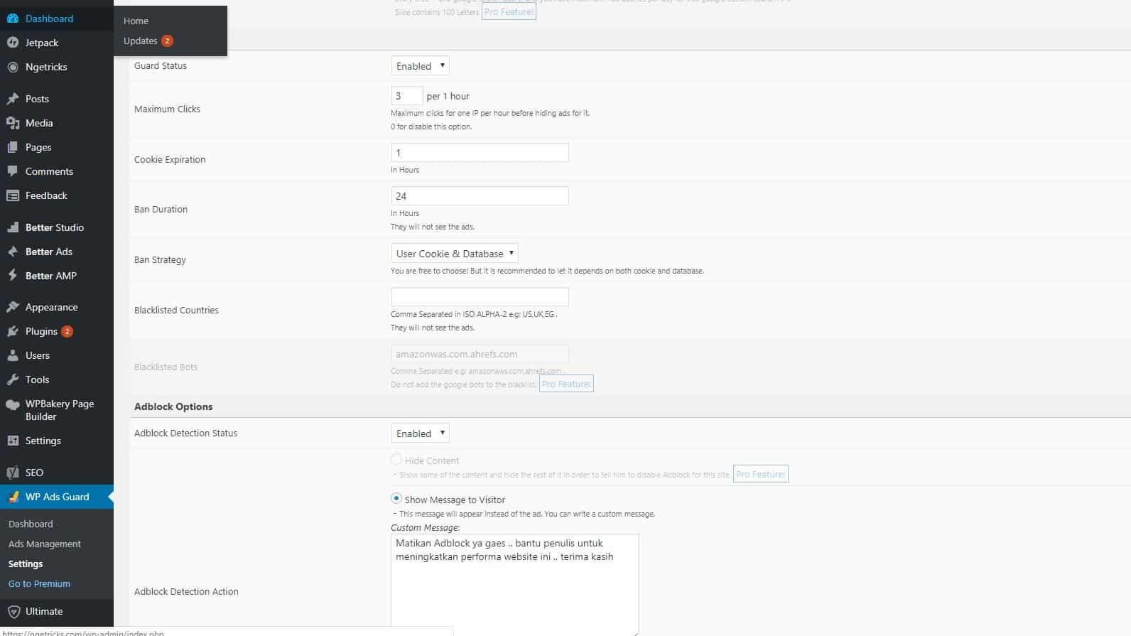 Anti Bom Klik Adsense menggunakan Plugin WP Ads Guard
